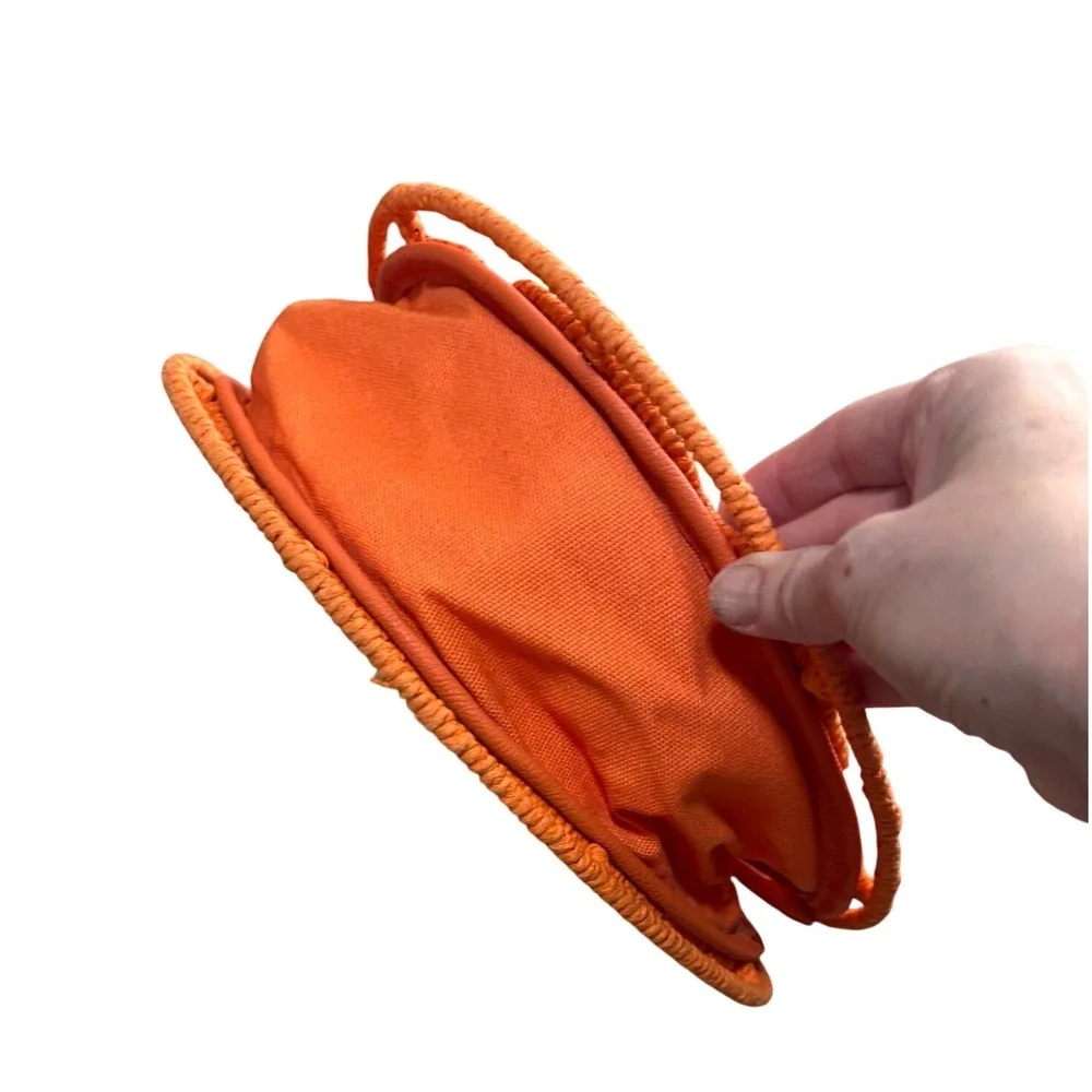 Citrus Orange Slice Woven Cane Raffia Top Handle Bag Small Orange - Picture 4 of 6